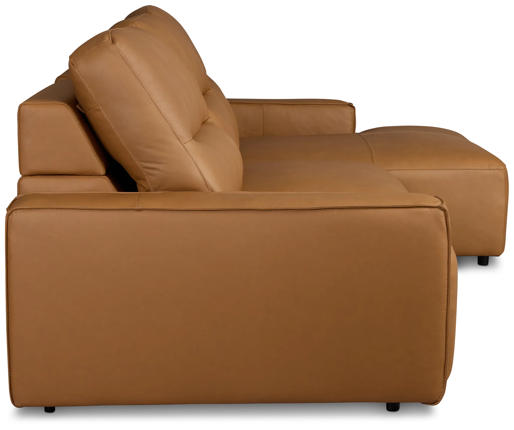 Rudy Brown Lthr/vinyl Right Power Extension Chaise Sectional