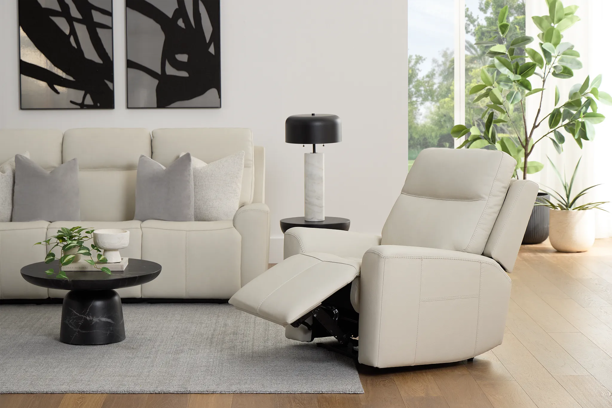 Sterling Blue Lthr/vinyl Power Recliner