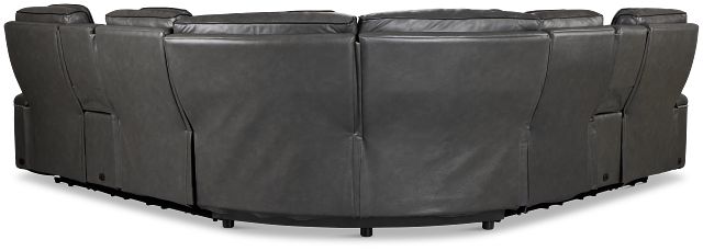 Nova Dark Gray Lthr/vinyl Medium 2-arm Quadruple Power Massage Sectional