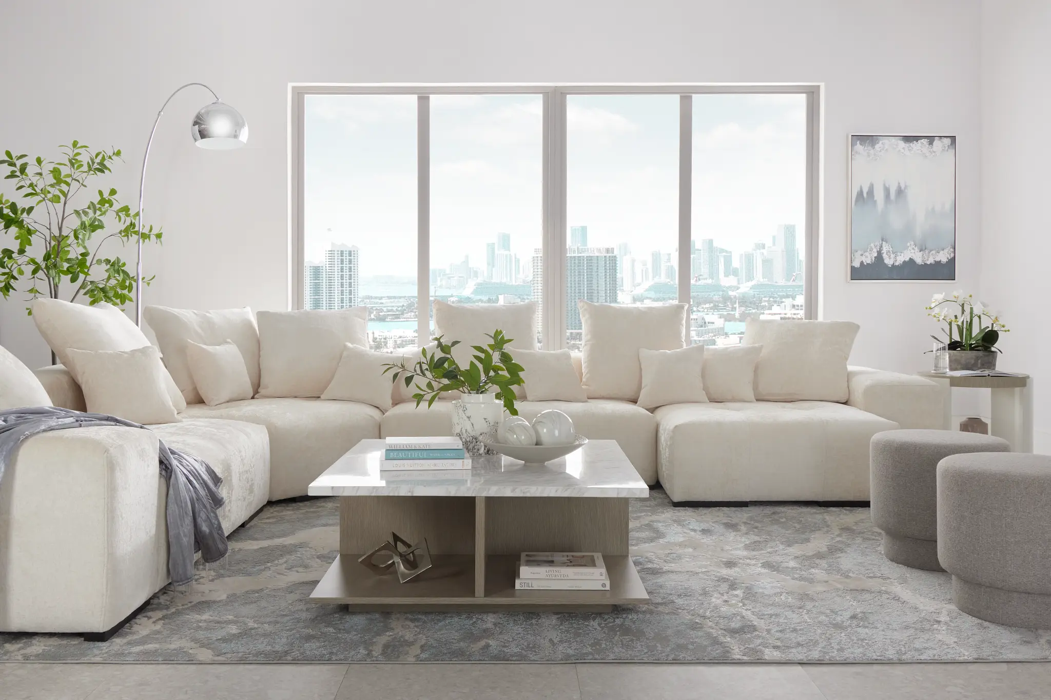 Skylar White Fabric Medium Right Chaise Sectional Skylar White Fabric Medium Right Chaise Sectional