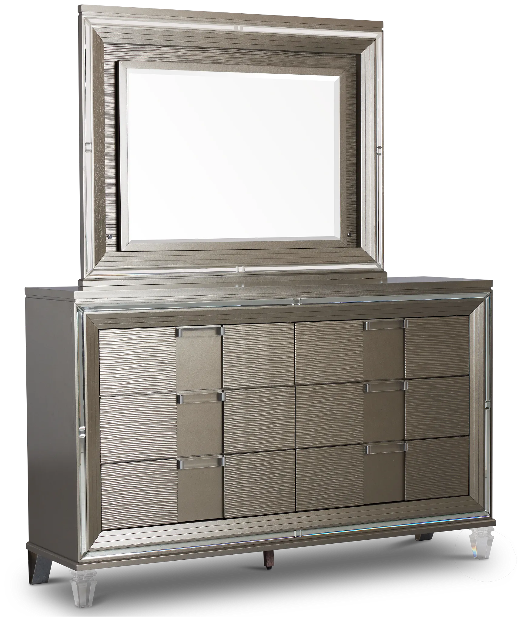 Vegas Gray Dresser & Mirror