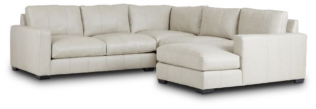 Dawkins Taupe Leather Medium Right Chaise Sectional (2)