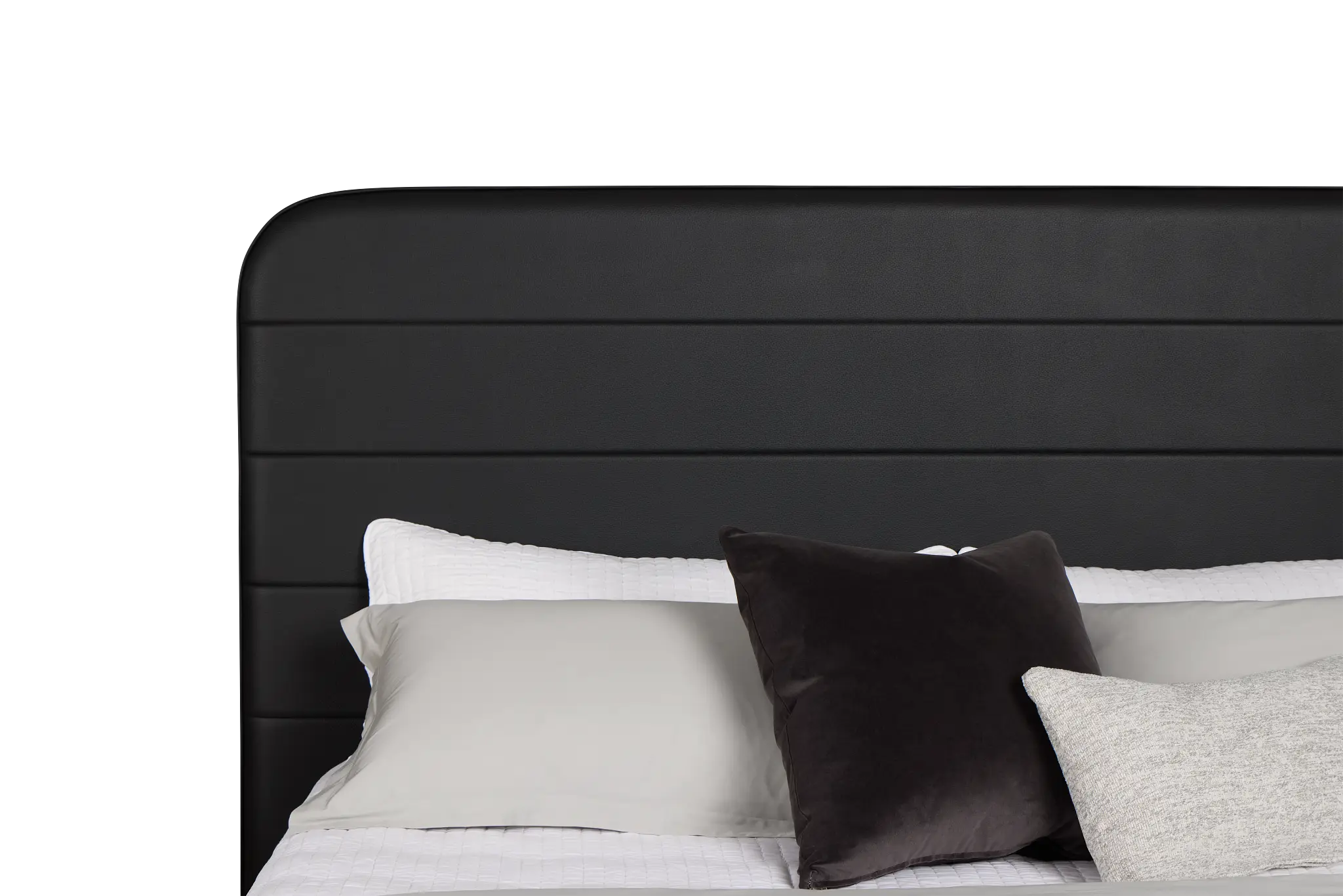Doral Black Curved Upholstered Platform Bed Doral Black Curved Upholstered Platform Bed