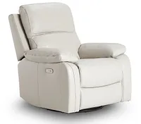 Mason Light Gray Leather Power Swivel Glider Recliner