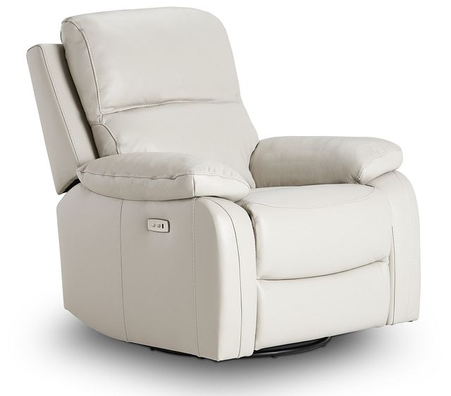 leather power swivel recliner