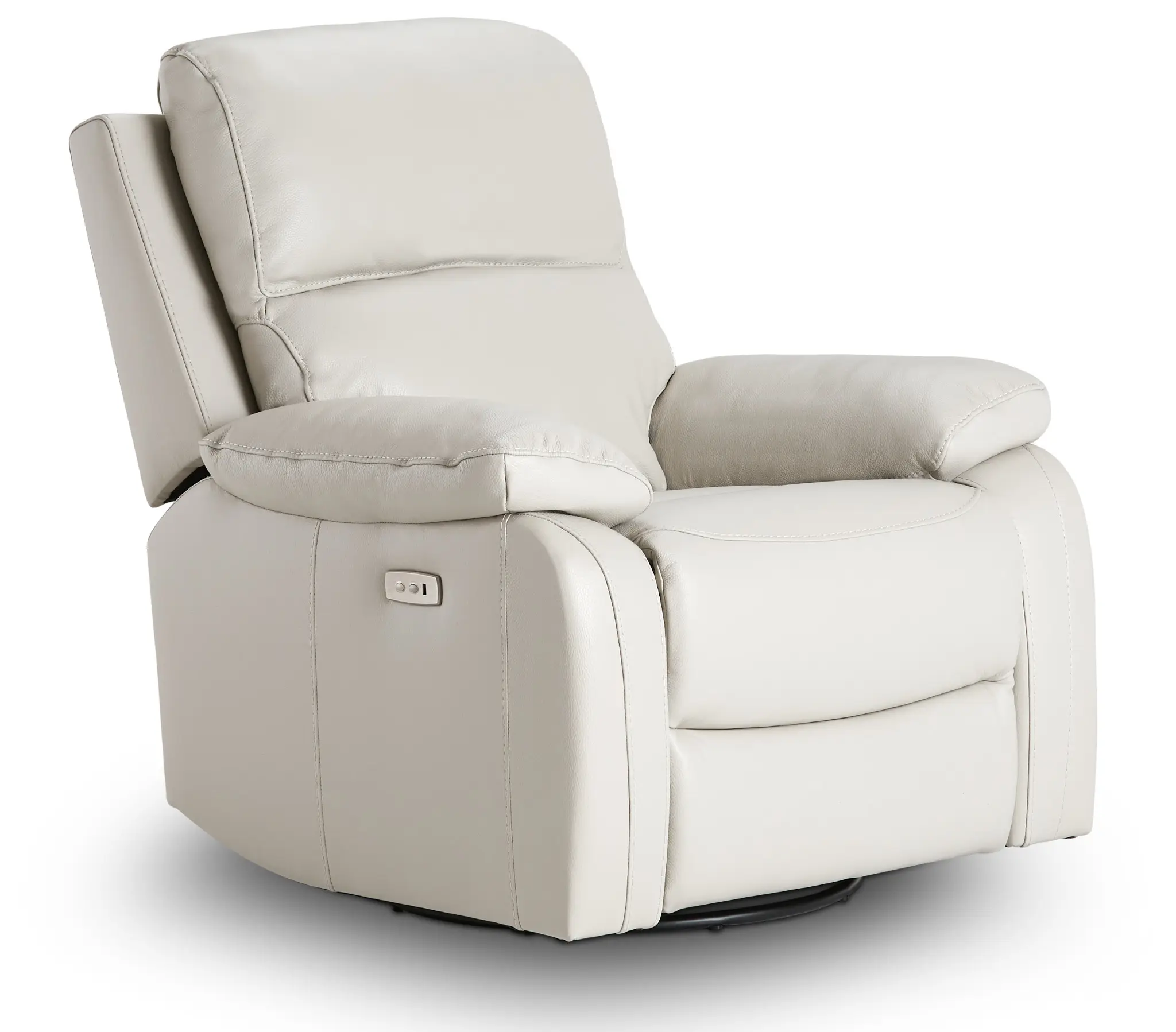 Mason Light Gray Leather Power Swivel Glider Recliner Mason Light Gray Leather Power Swivel Glider Recliner