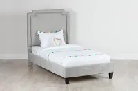Whitney Light Gray Uph Platform Bed