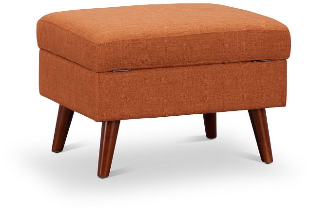 Raya Orange Fabric Storage Ottoman