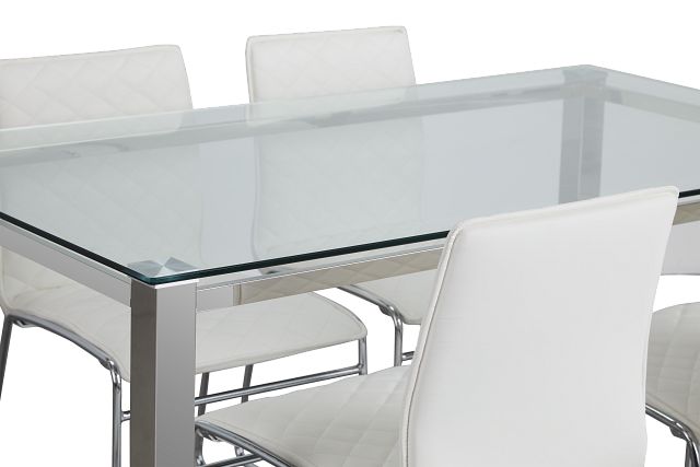 Skyline White Rect Table & 4 Metal Chairs