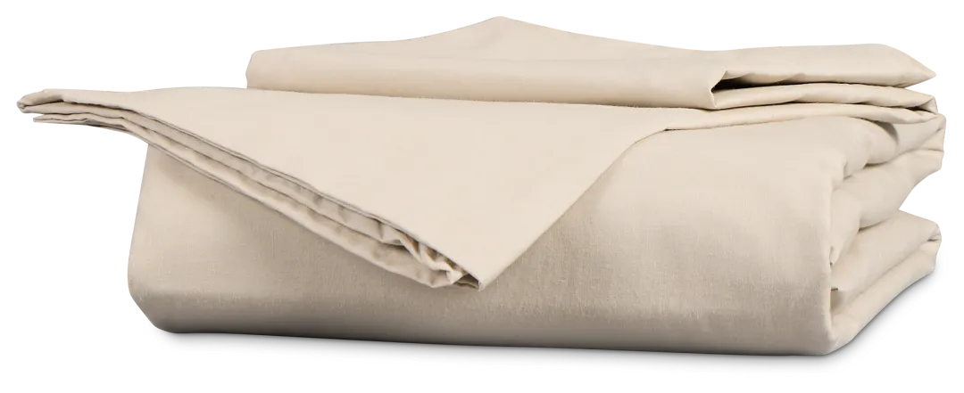 Rest & Renew Percale Cotton Beige 200 Thread Duvet Set