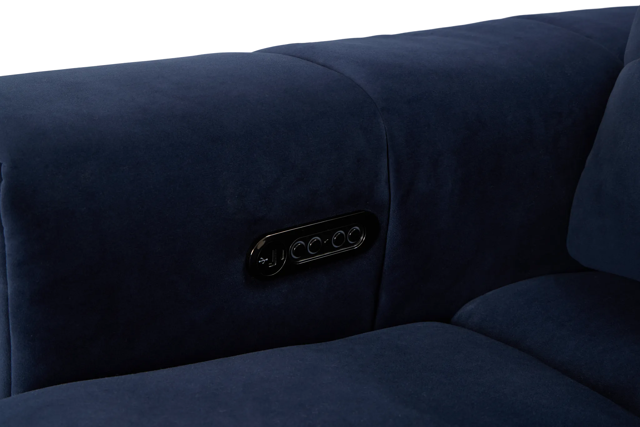 Gemma Navy Velvet Medium Triple Power Left Chaise Sectional