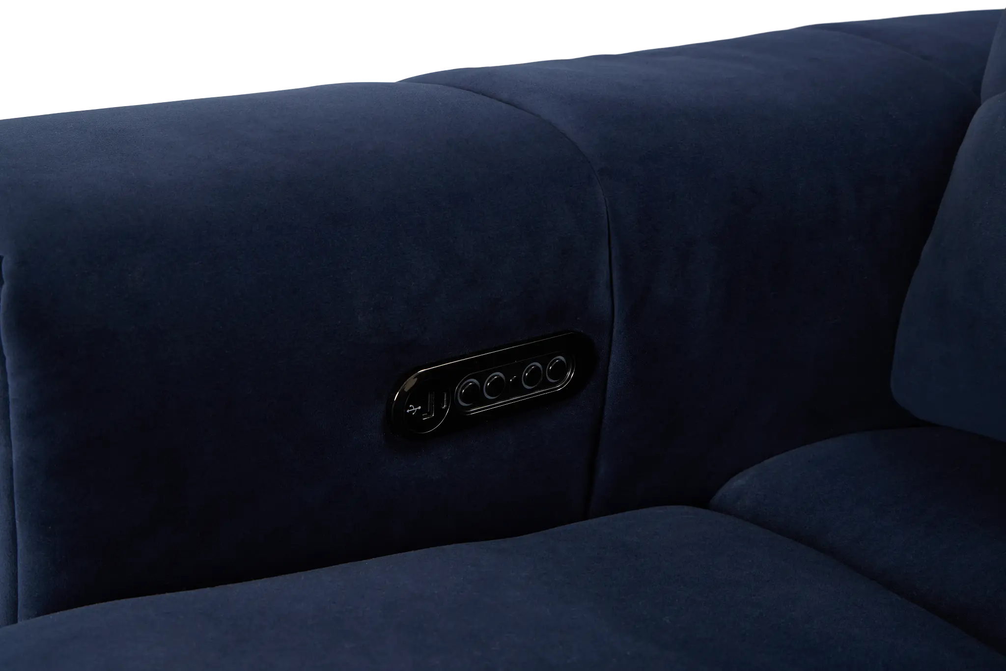 Gemma Navy Velvet Medium Triple Power Left Chaise Sectional Gemma Navy Velvet Medium Triple Power Left Chaise Sectional