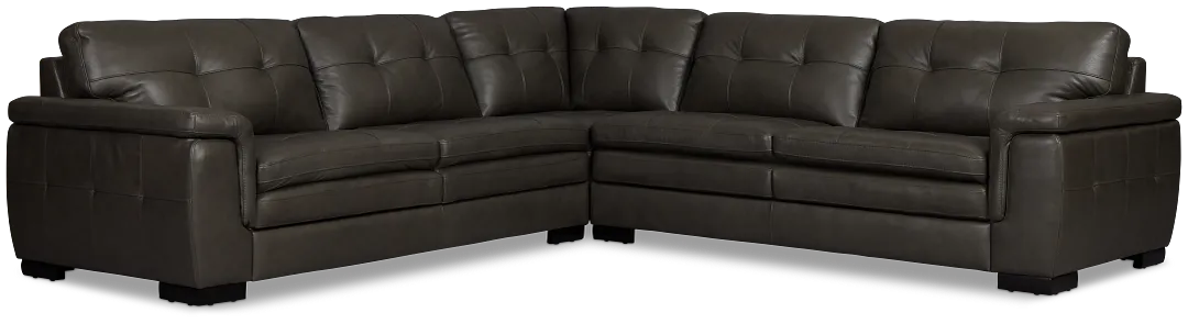 Braden Dark Gray Leather Small Two-arm Sectional