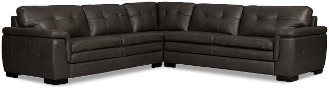 Braden Dark Gray Leather Small Two-arm Sectional