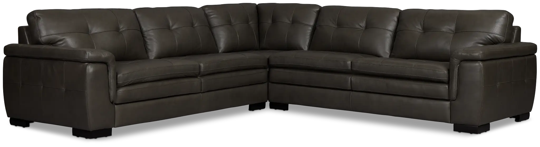 Braden Dark Gray Leather Small Two-arm Sectional Braden Dark Gray Leather Small Two-arm Sectional