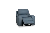 Summit Blue Lthr/vinyl Power Recliner With Power Headrest