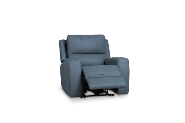 Summit Blue Lthr/vinyl Power Recliner With Power Headrest