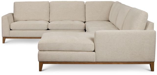 Maisie Light Beige Fabric Medium Right Chaise Sectional