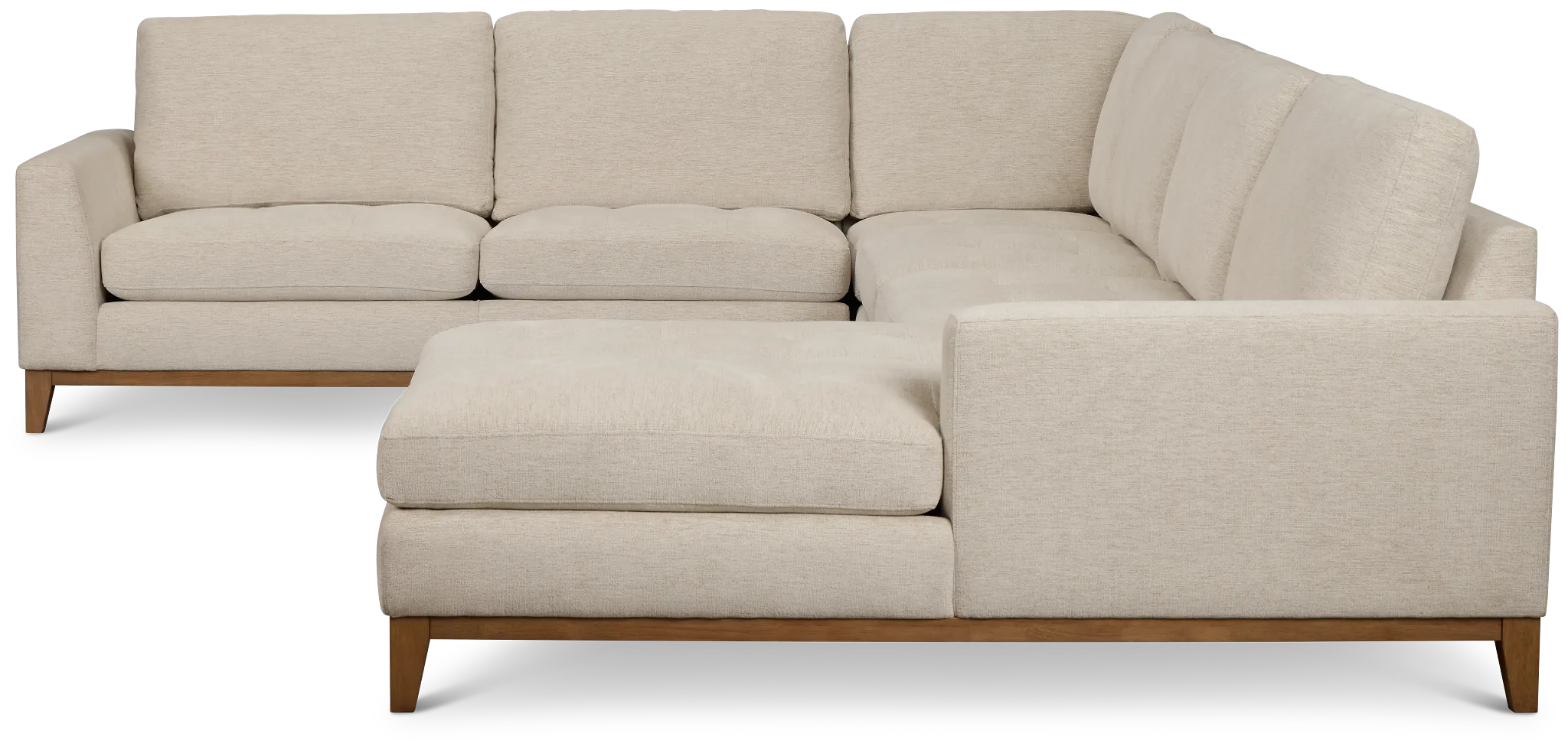 Maisie Light Beige Fabric Medium Right Chaise Sectional