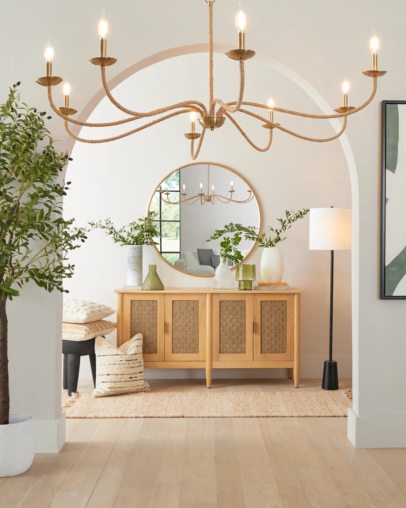 Caras Light Tone Woven Credenza