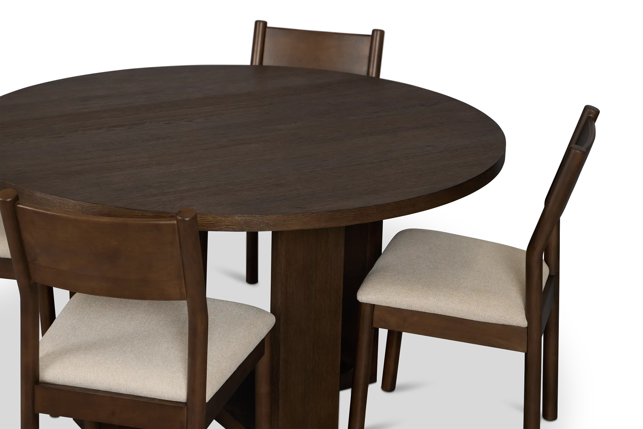Rochester Dark Tone Round Table & 4 Upholstered Chairs Rochester Dark Tone Round Table & 4 Upholstered Chairs