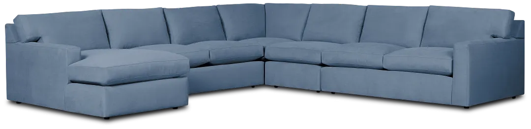 Hudson Blue Fabric Large Left Chaise Sectional