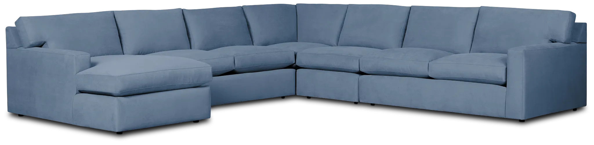Hudson Blue Fabric Large Left Chaise Sectional