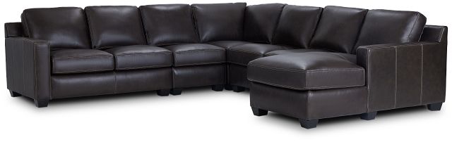 Carson Dark Brown Leather Large Right Chaise Sectional (1)