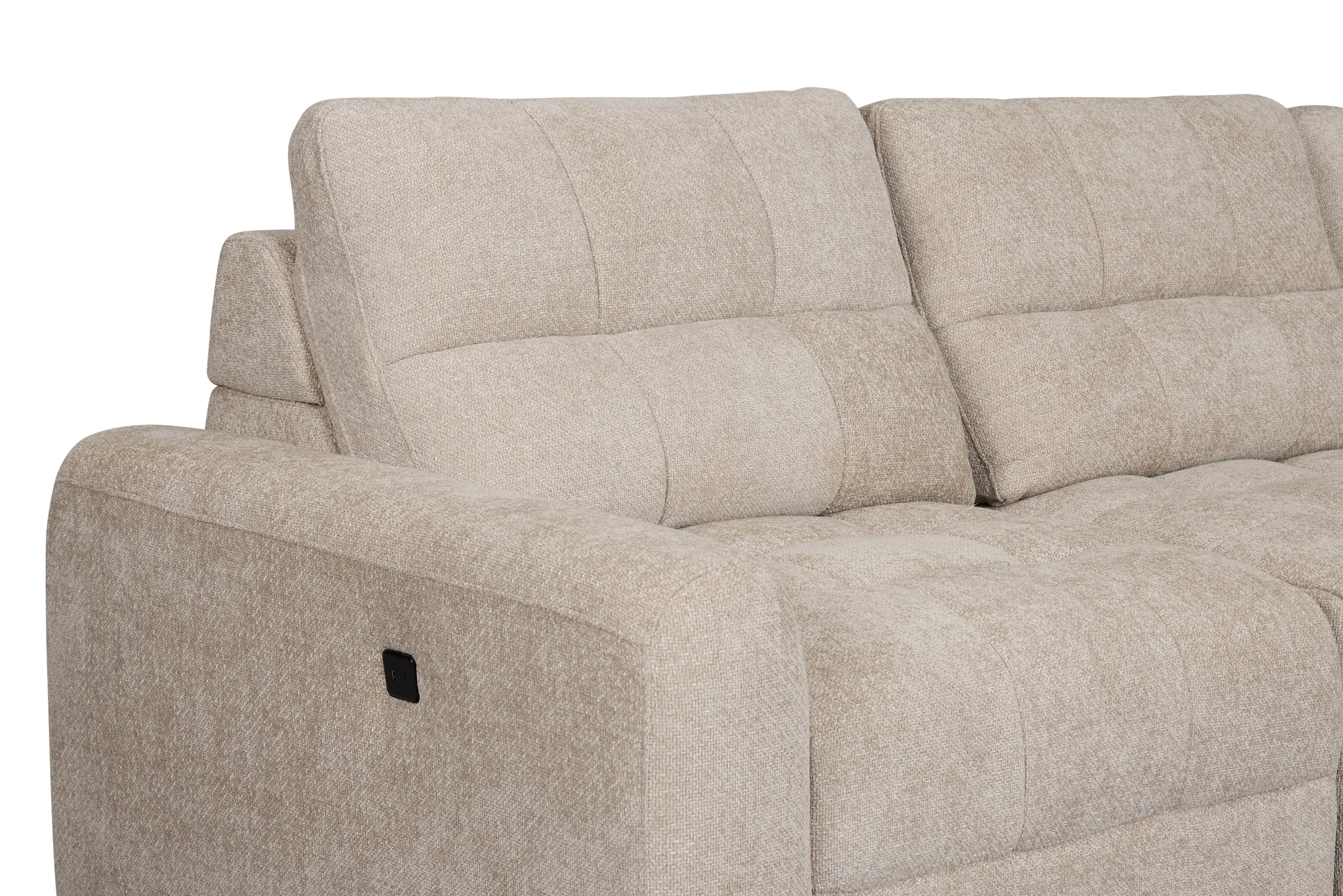 Hendrix Light Taupe Fabric Small Right Chaise Power Extension Sectional