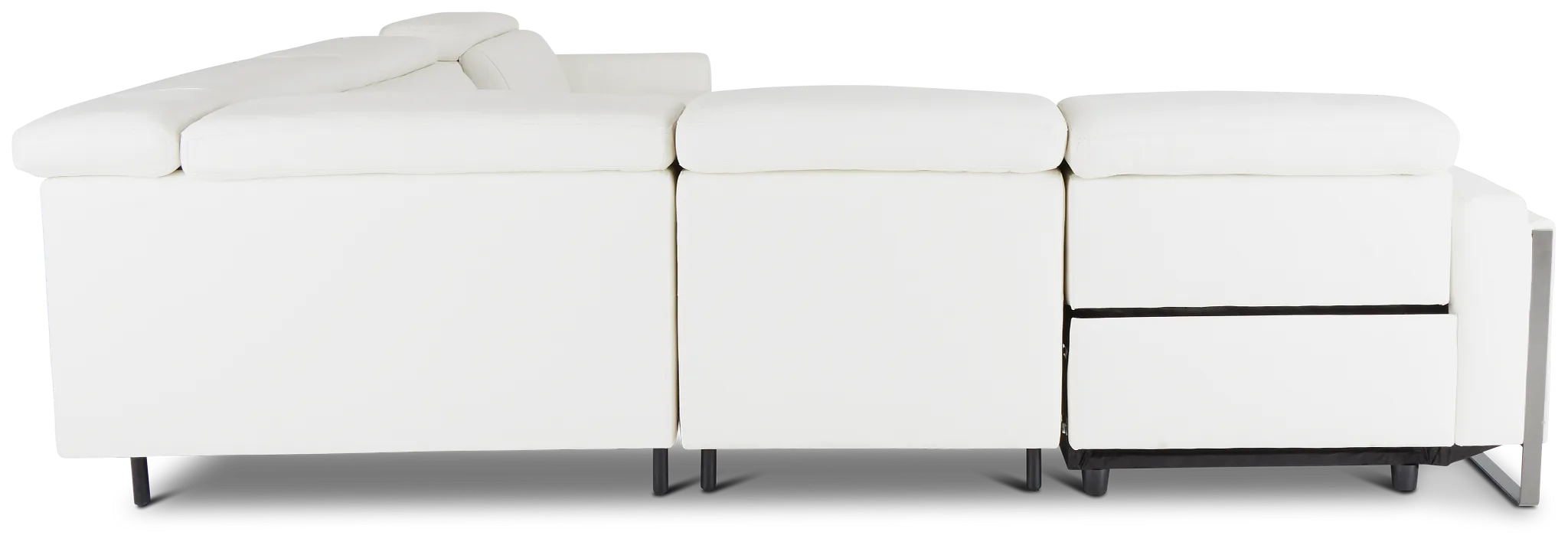 Atlas White Lthr/vinyl Medium Dual Power Right Chaise Sectional