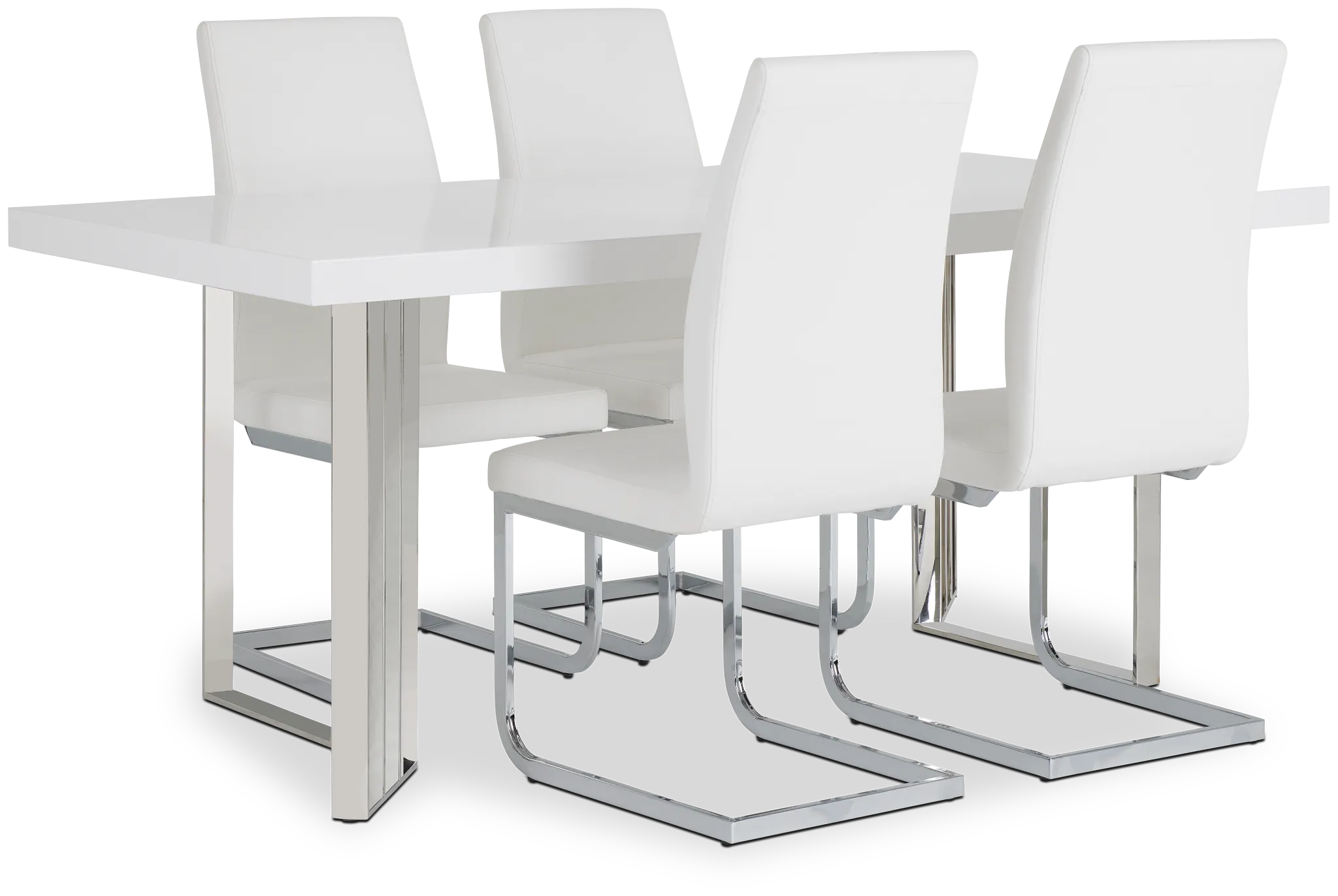 Axel White Table & 4 Upholstered Chairs