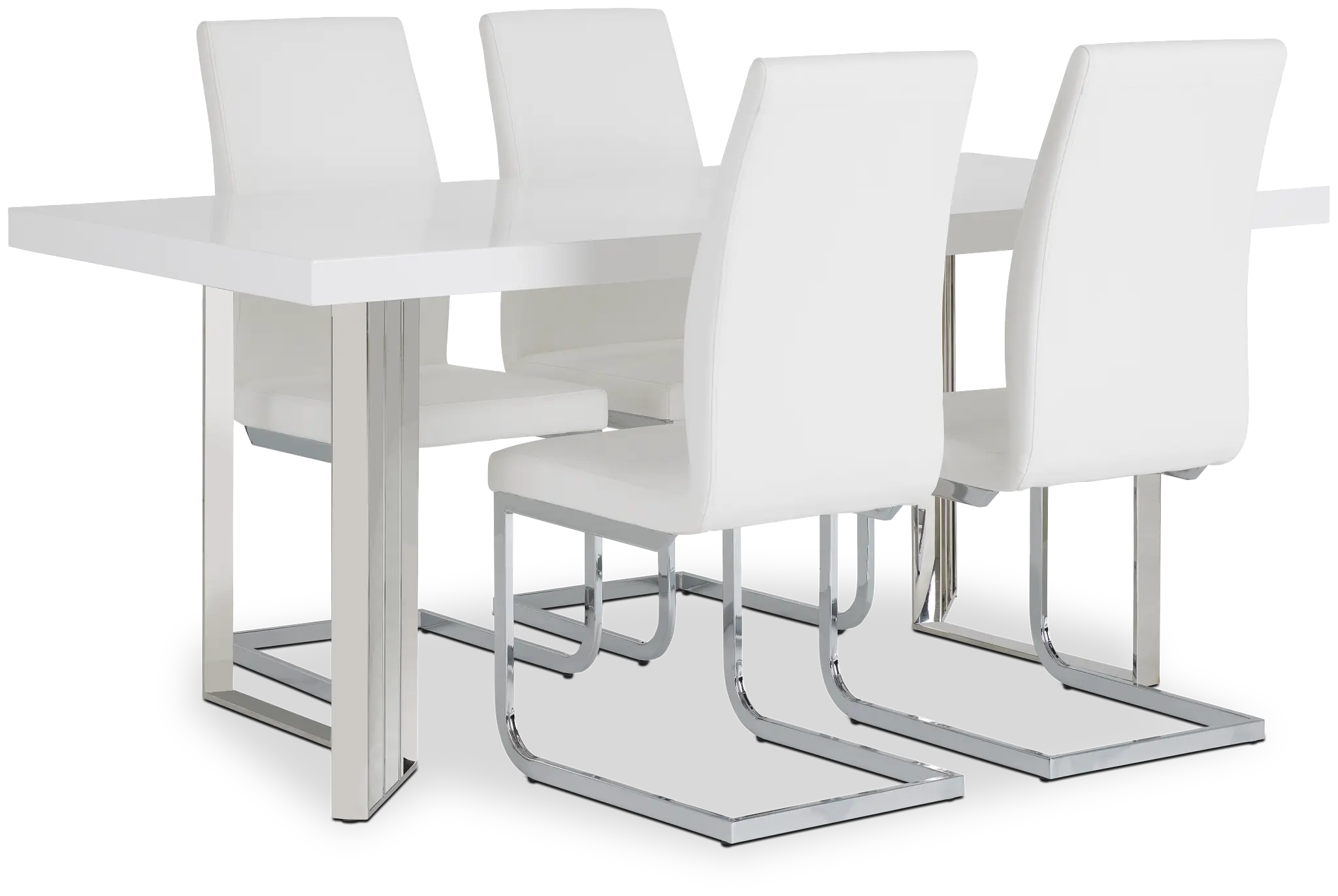 Axel White Table & 4 Upholstered Chairs Axel White Table & 4 Upholstered Chairs