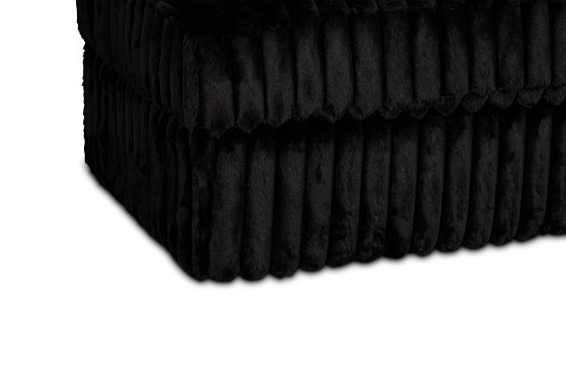 Teddy Black Fabric Ottoman