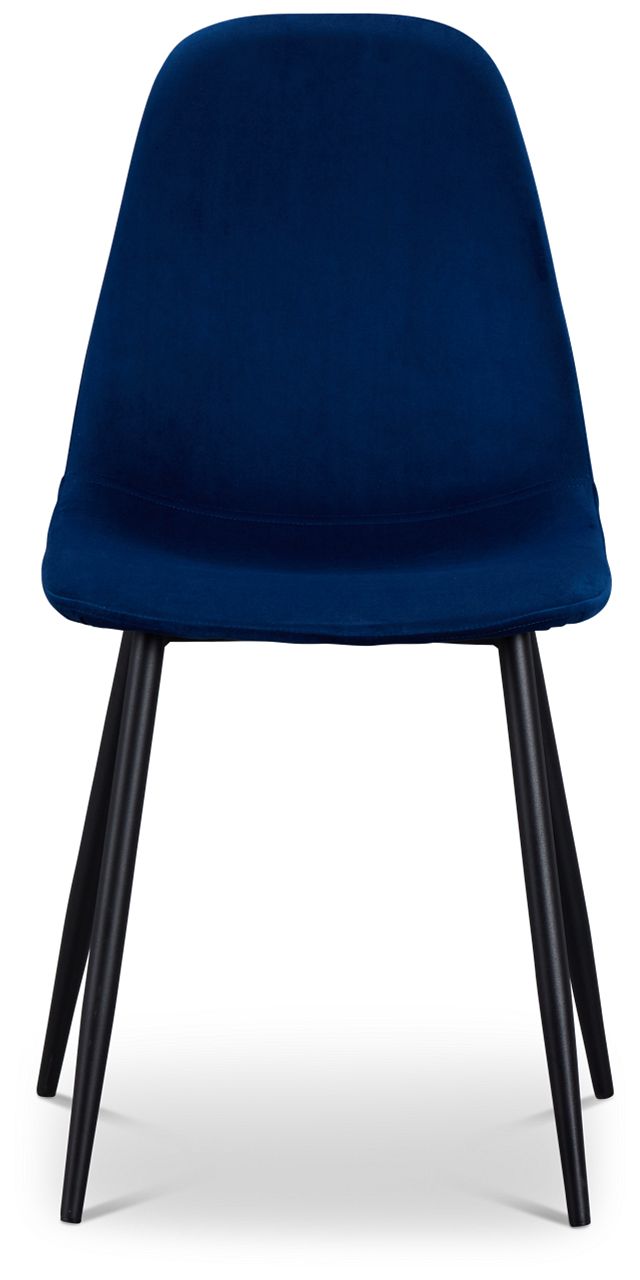Havana Dark Blue Velvet Upholstered Side Chair W/ Black Legs