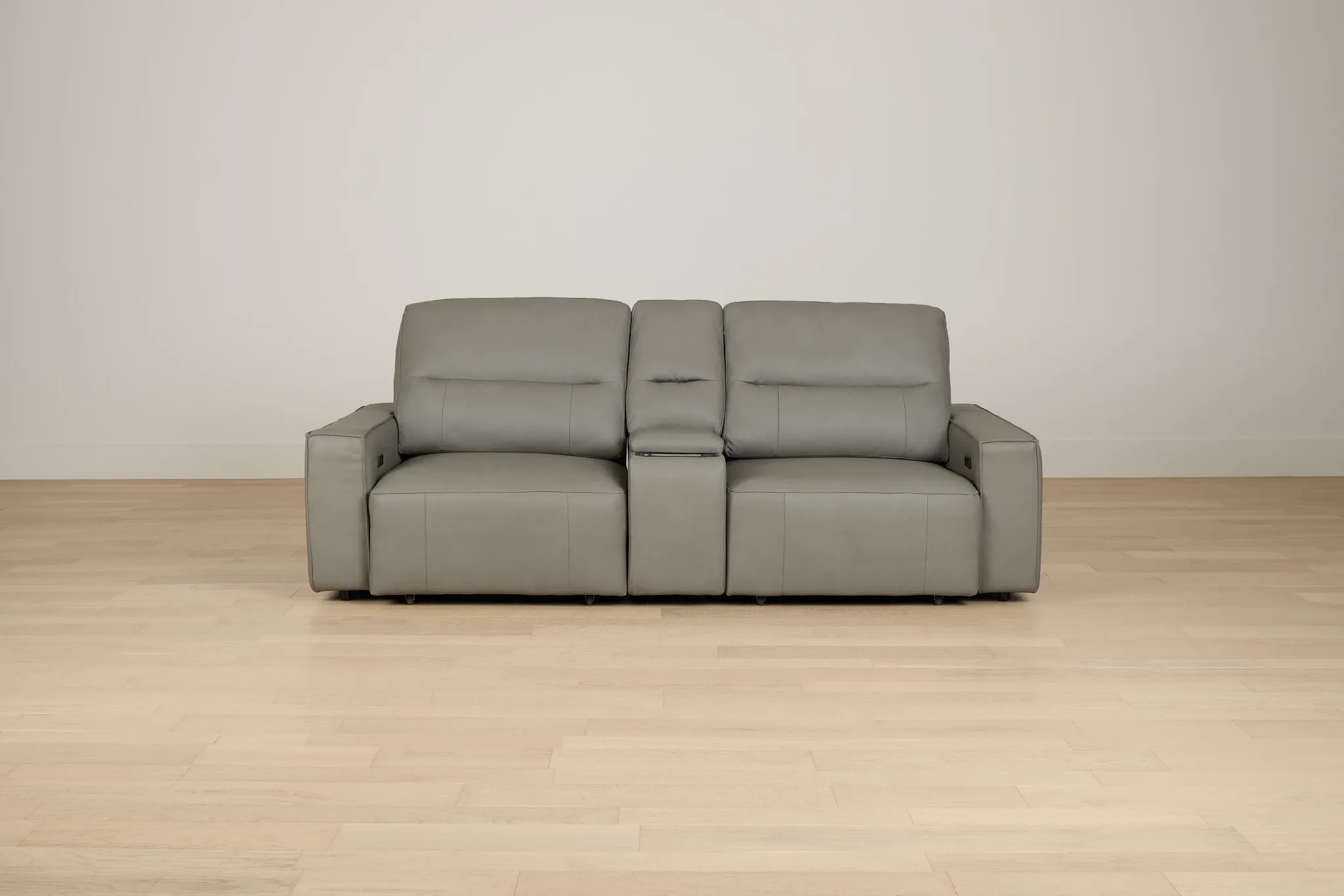 Rudy Gray Lthr/vinyl Power Extension Chaise Console Loveseat