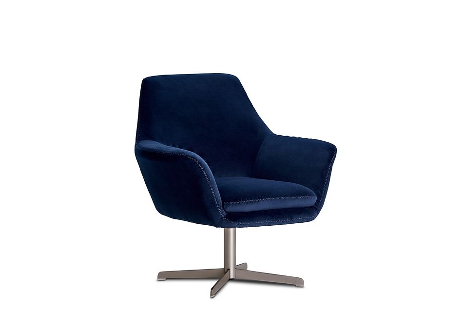 Xander Dark Blue Velvet Swivel Accent Chair Home Accents Accent Chairs City Furniture