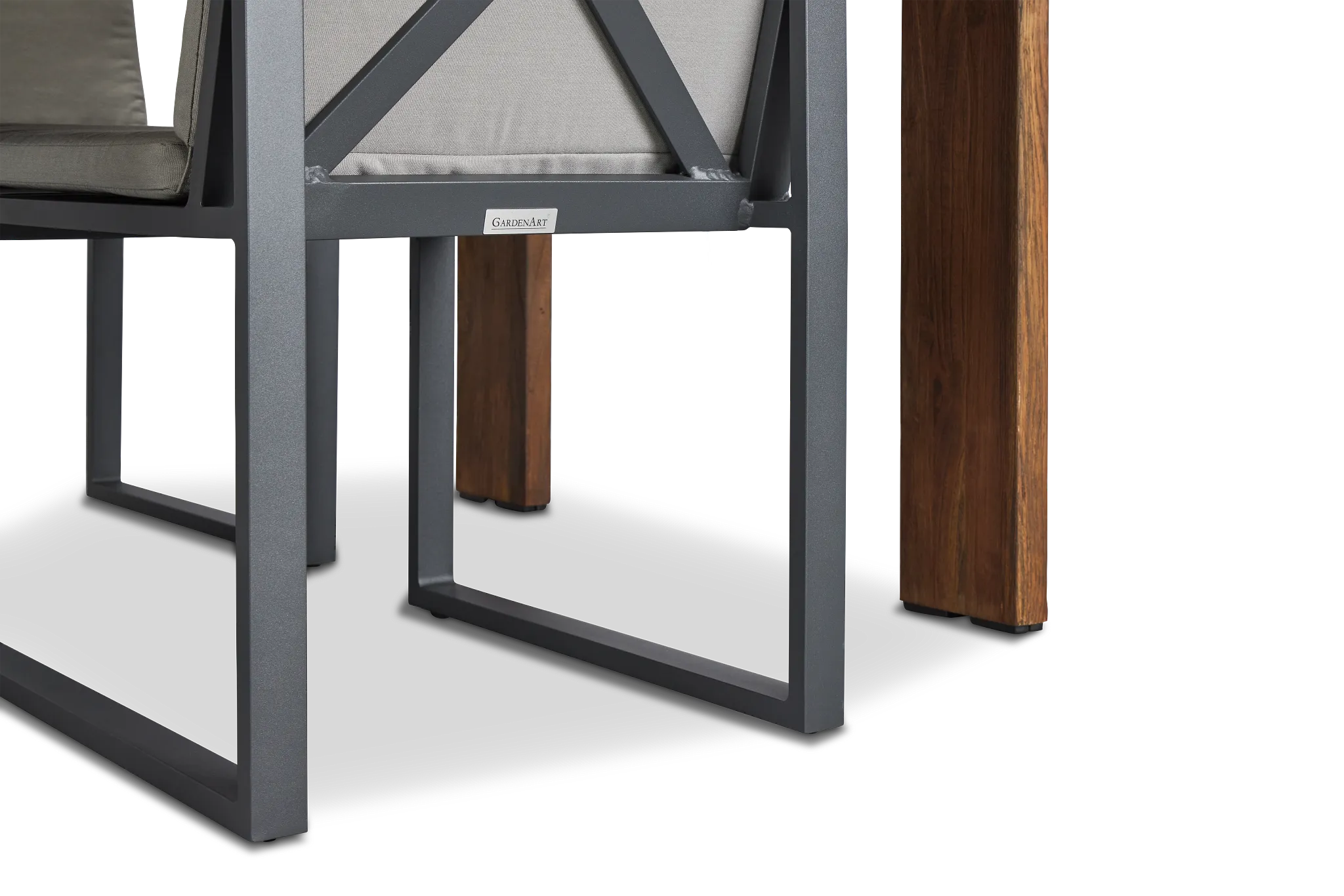 Linear Dark Gray 82" Teak Table & 4 Cushioned Side Chairs