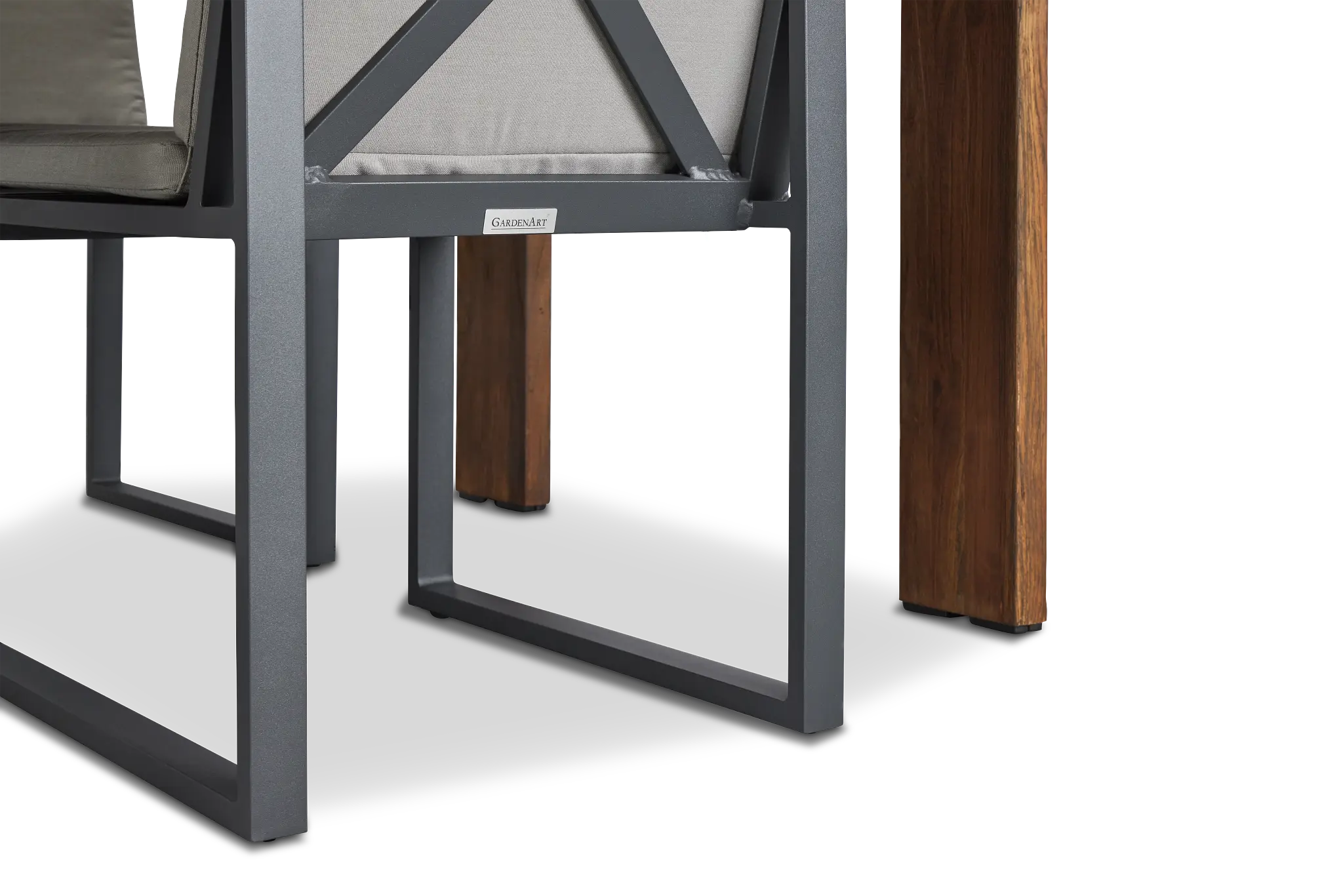 Linear Dark Gray 82" Teak Table & 4 Cushioned Side Chairs Linear Dark Gray 82" Teak Table & 4 Cushioned Side Chairs