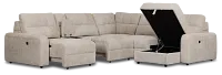 Hendrix Light Taupe Fabric Small Dual Power Right Extension Chaise Sectional