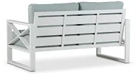 Linear White Teal Aluminum Loveseat
