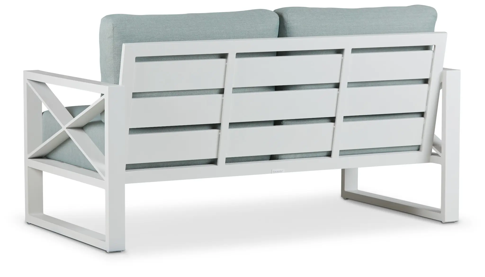 Linear White Teal Aluminum Loveseat Linear White Teal Aluminum Loveseat