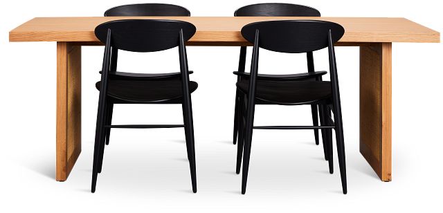 Brisbane Light Tone Rectangular Table & 4 Wood Chairs
