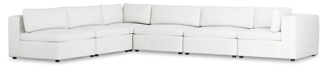 Destin Sutton White Fabric 6-piece Modular Sectional