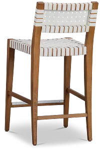 Avila White Faux Lthr 24" Woven Barstool