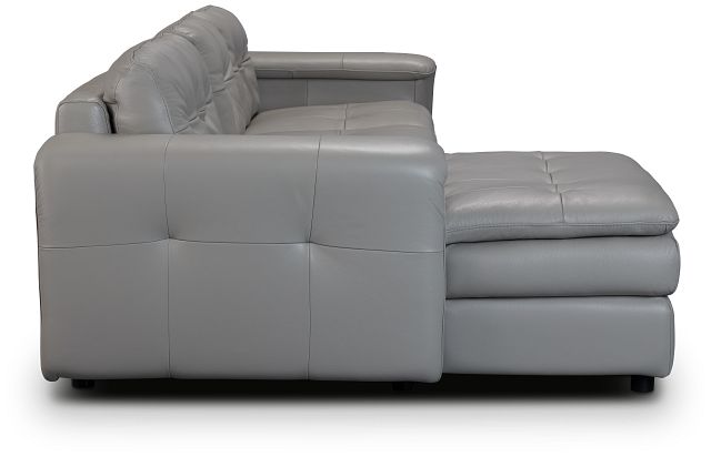 Rowan Gray Leather Left Chaise Sectional