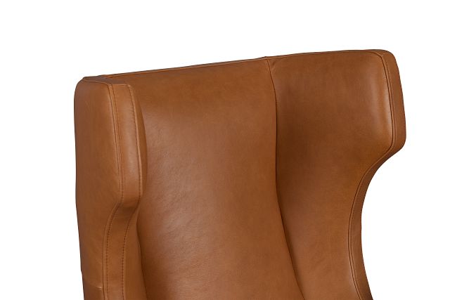 Penn Brown Leather Swivel Accent Chair