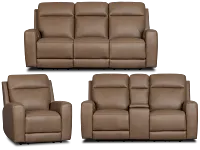 Belmont Dark Brown Lthr/vinyl Power Reclining Living Room