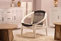 Caspy White Woven Accent Chair