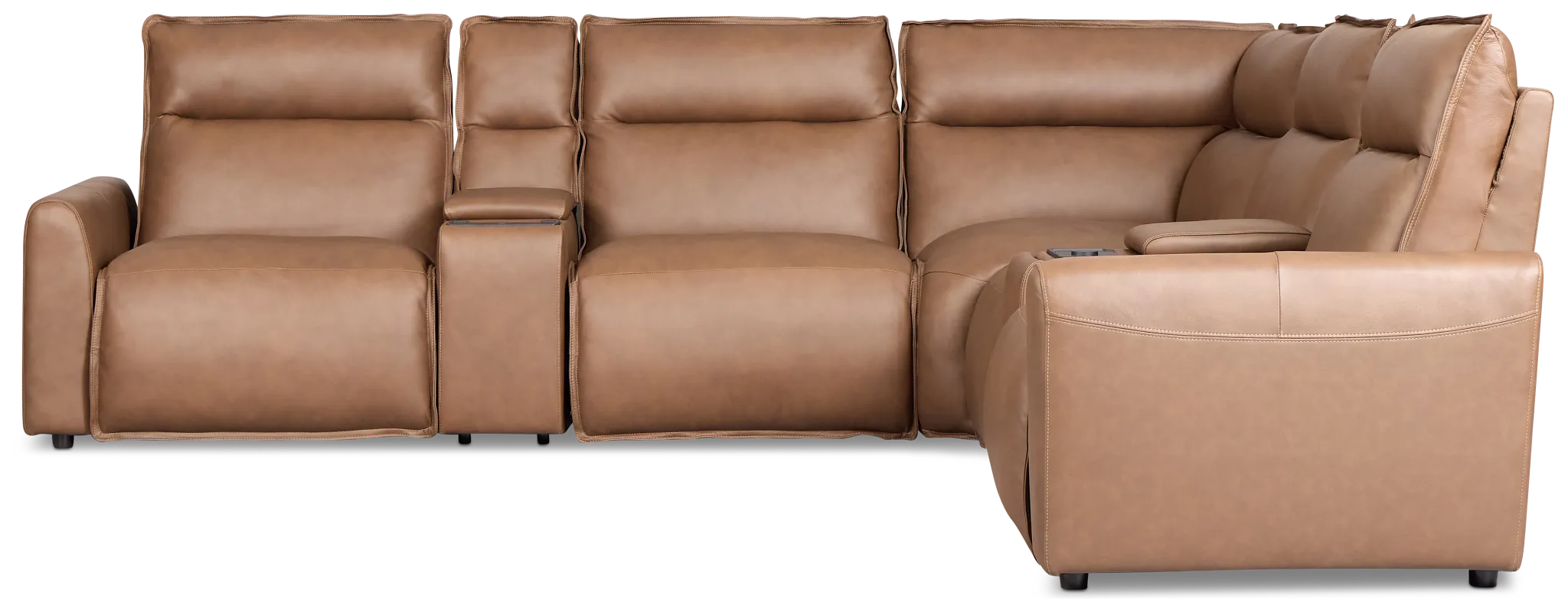 Edison Dark Brown Lthr/vinyl Large Triple Power Reclining Two-arm Sectional