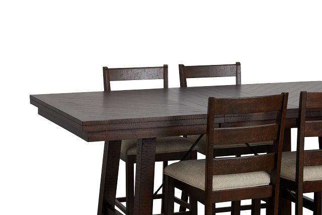 Jax Dark Tone High Table & 4 Wood Barstools (6)